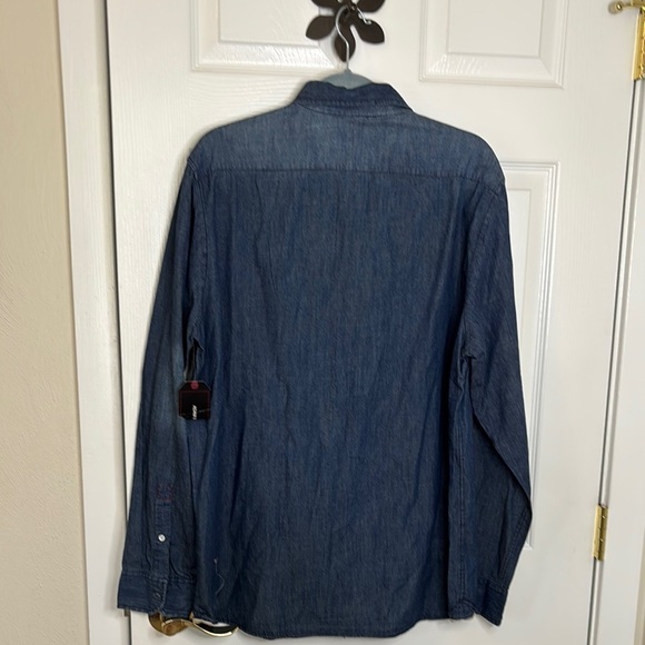 Adam Levin Men's Dark Wash Blue Denim Long Sleeve Button Down Casual Shirt Large - Picture 6 of 11